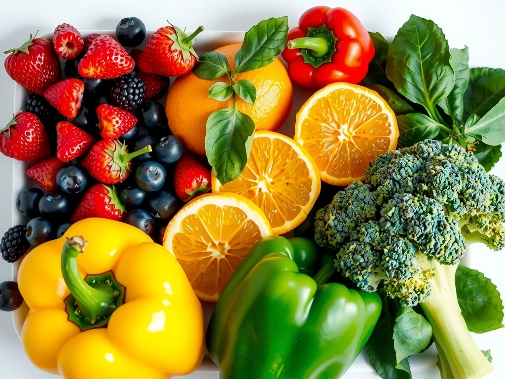 Ποικιλία φρούτων και λαχανικών πλούσιων σε αντιοξειδωτικά